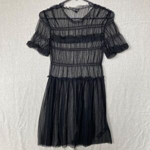 Mesh Womens Size 4 Sheer Top Dress Ruffles Pleated Skirt Wednesday Fairy Goth